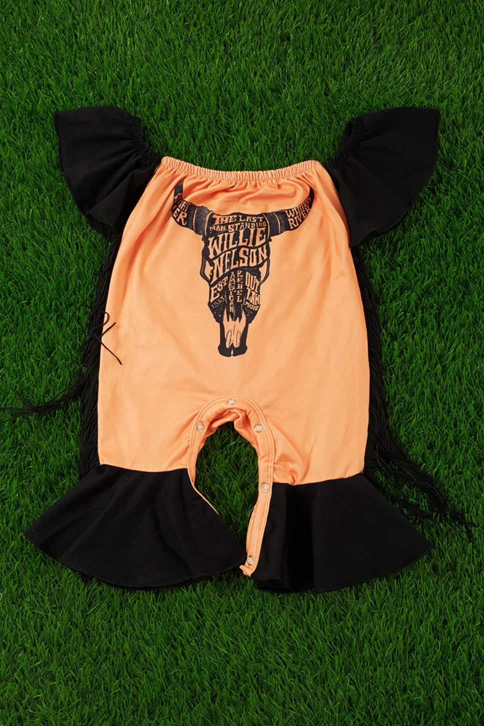 Bull Skull Side Fringe Romper