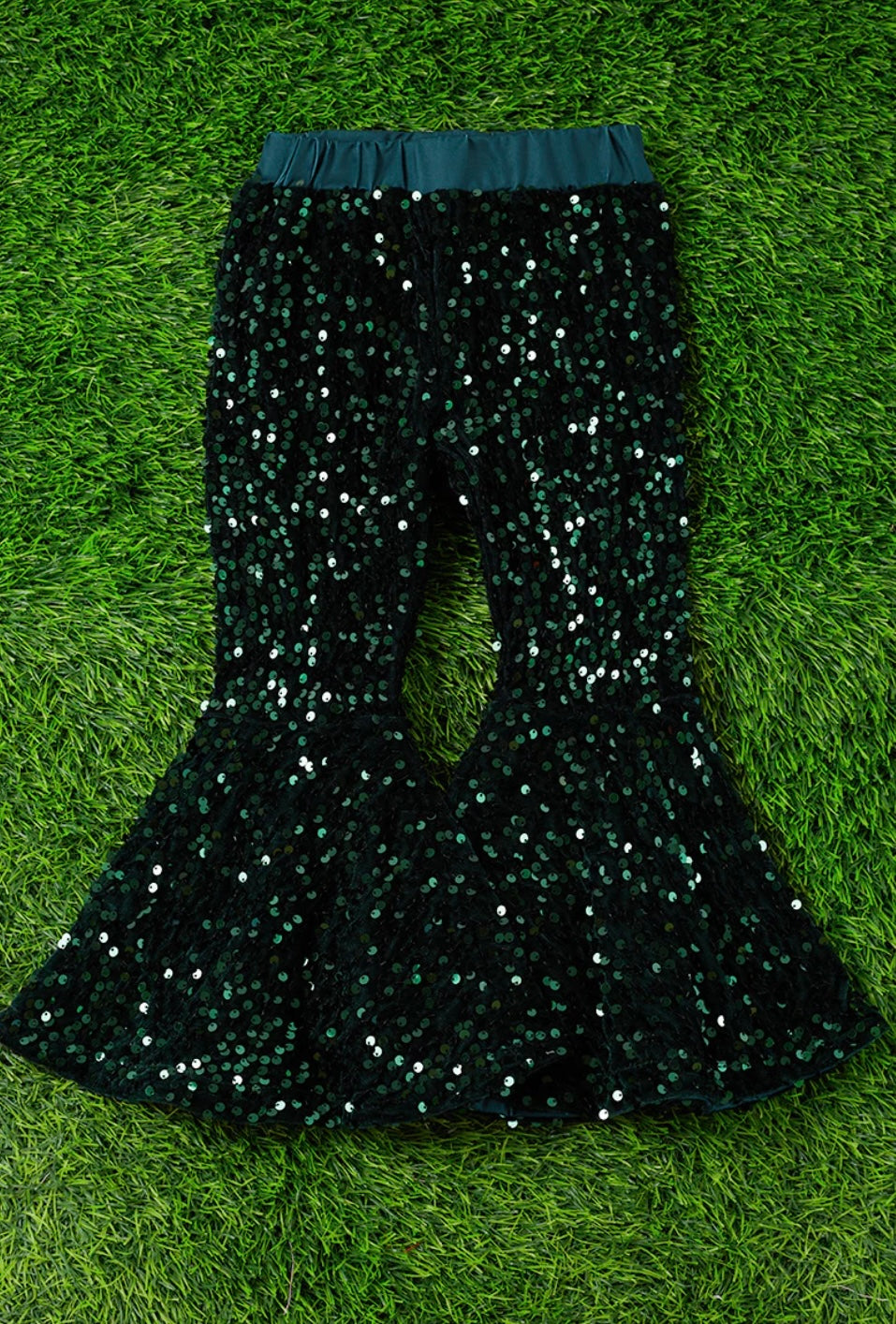 FOREST GREEN SEQUINS BELL BOTTOMS